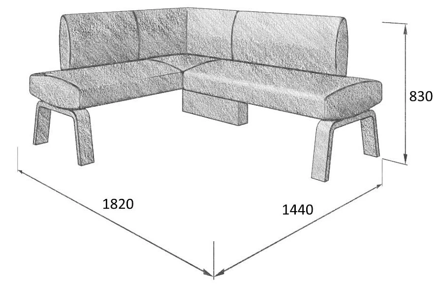 Диван кухон. Pride 140-178 L coffe 1440*1820*830 - фото 3