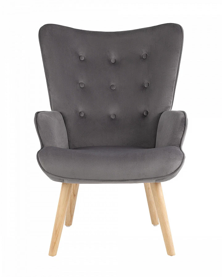 Кресло Хью велюр серый - фото 2