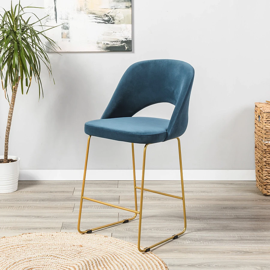 Кресло полубар Lars Diag blue/Линк золото - фото 7