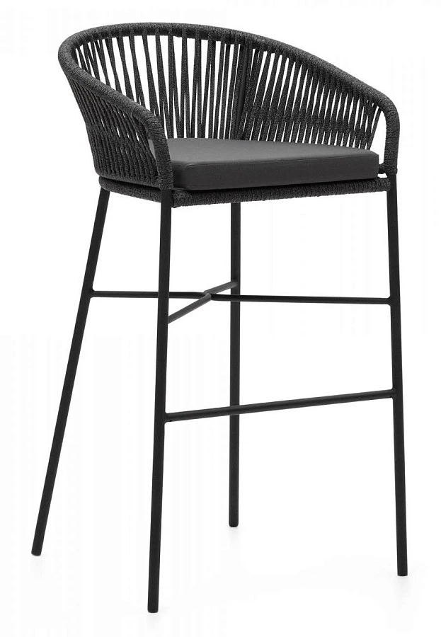 Веревочный барный стул Yanet черного цвета 75 см