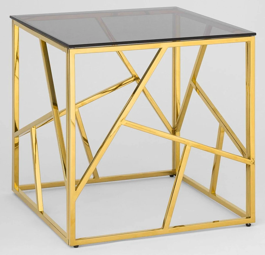 Журнальный столик АРТ ДЕКО 55*55 золотистый - фото 2