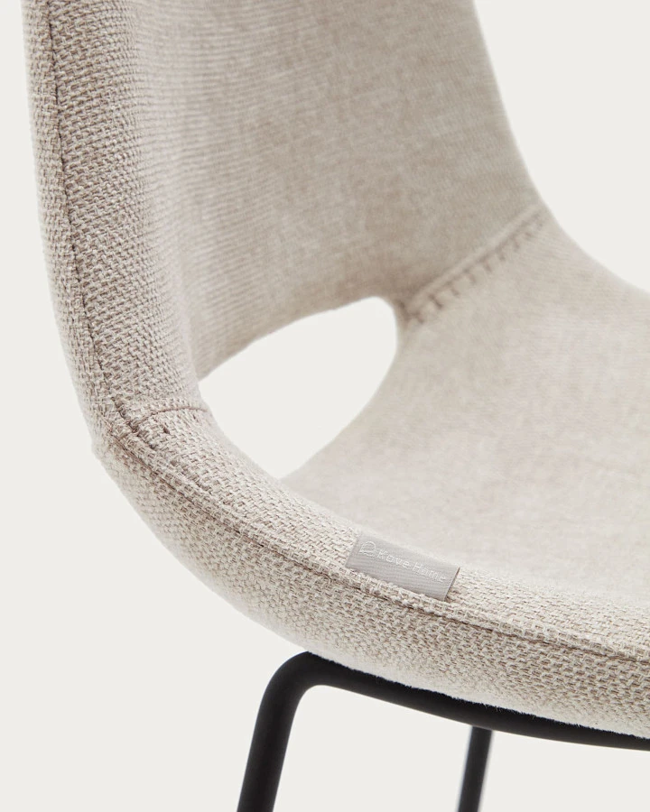 Zahara Полубарный стул бежевый с черными стальными ножками 65 см - фото 7
