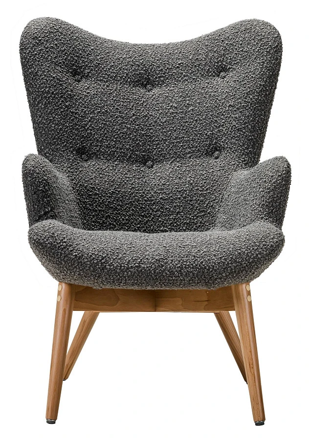 Кресло Хайбэк темно-серый/нат.бук - фото 2