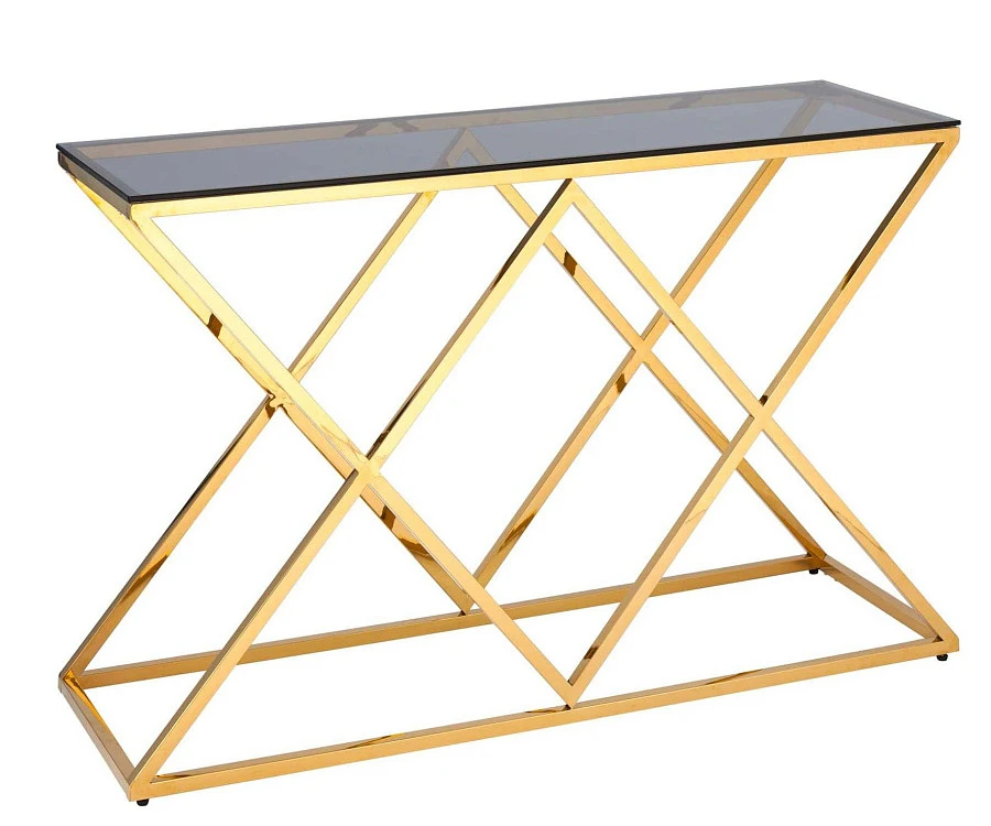 Консоль ИНСИГНИЯ 120*40 золото стекло smoke