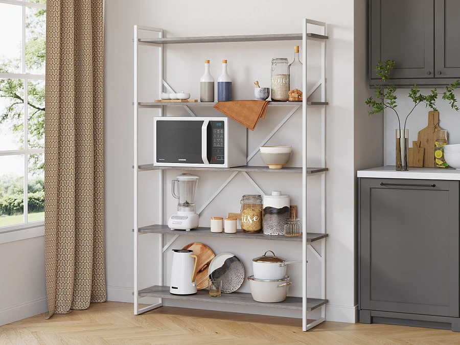 Стеллаж Мальборк 120 Смоук с белым основан.лофт - фото 5