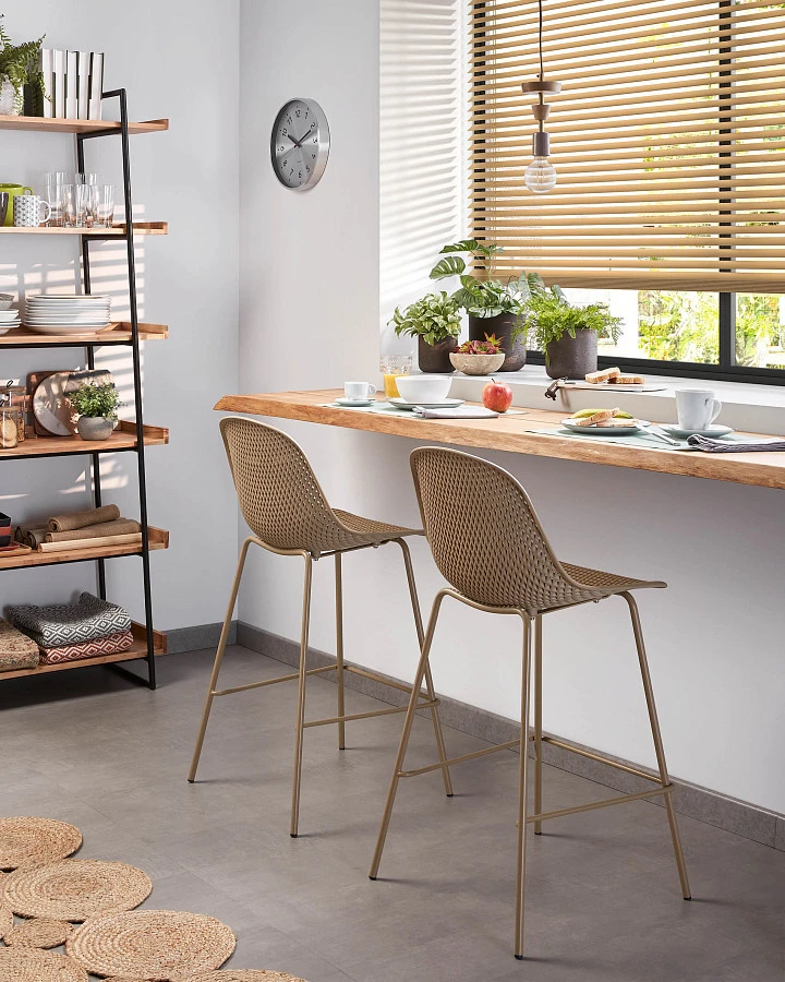 Барный стул Quinby бежевый - фото 2