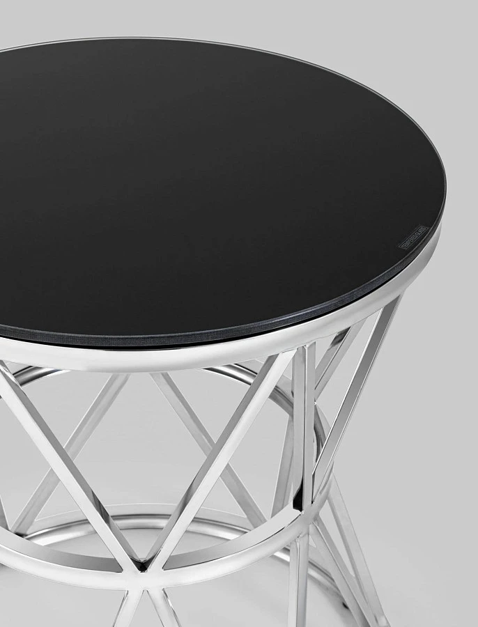 Журнальный стол 50*50 ВИВА серебро стекло черное - фото 6