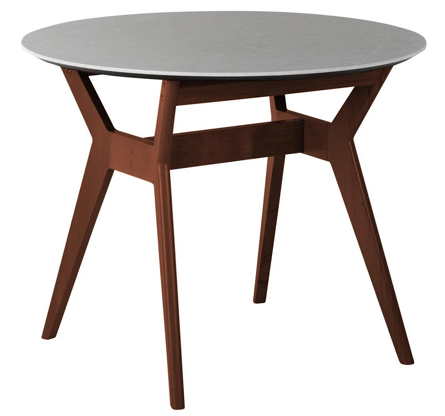 Стол Нарвик д.860 мрамор Бьянко Темный орех