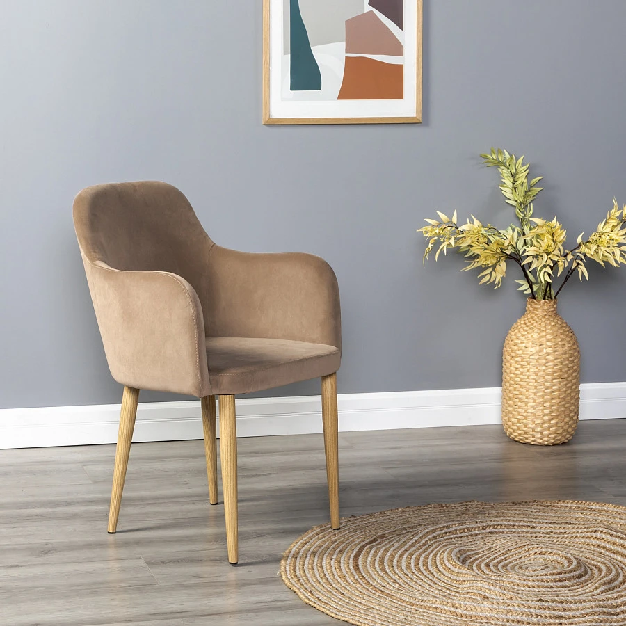 Кресло Ledger Diag beige/нат.дуб - фото 6