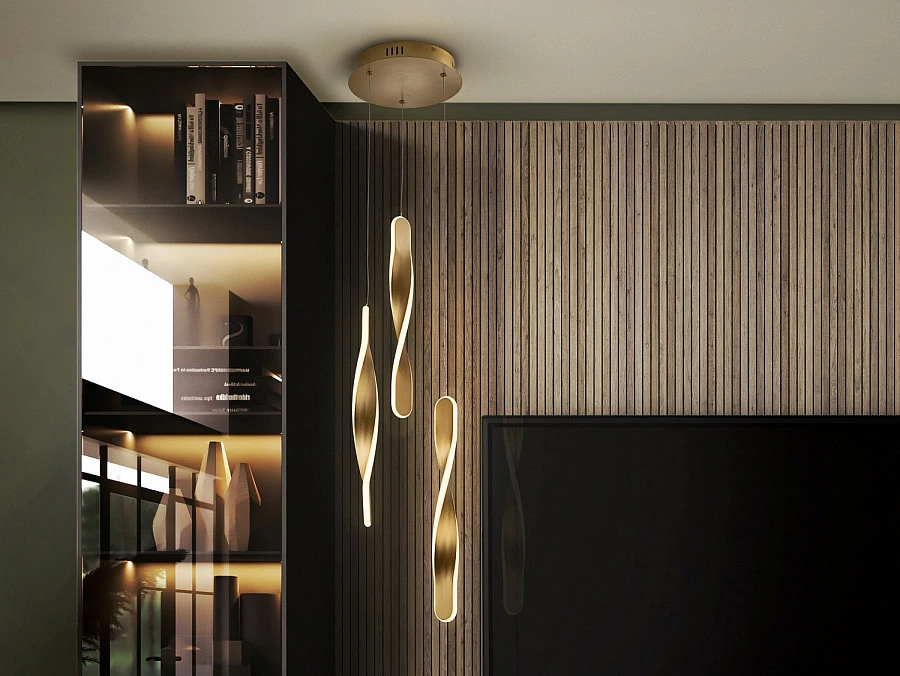 Люстра Twist 3L золотая - фото 2