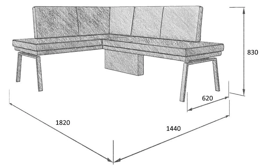 Диван кухон. Brave 140-178 L blue 1440*1820*830 - фото 3