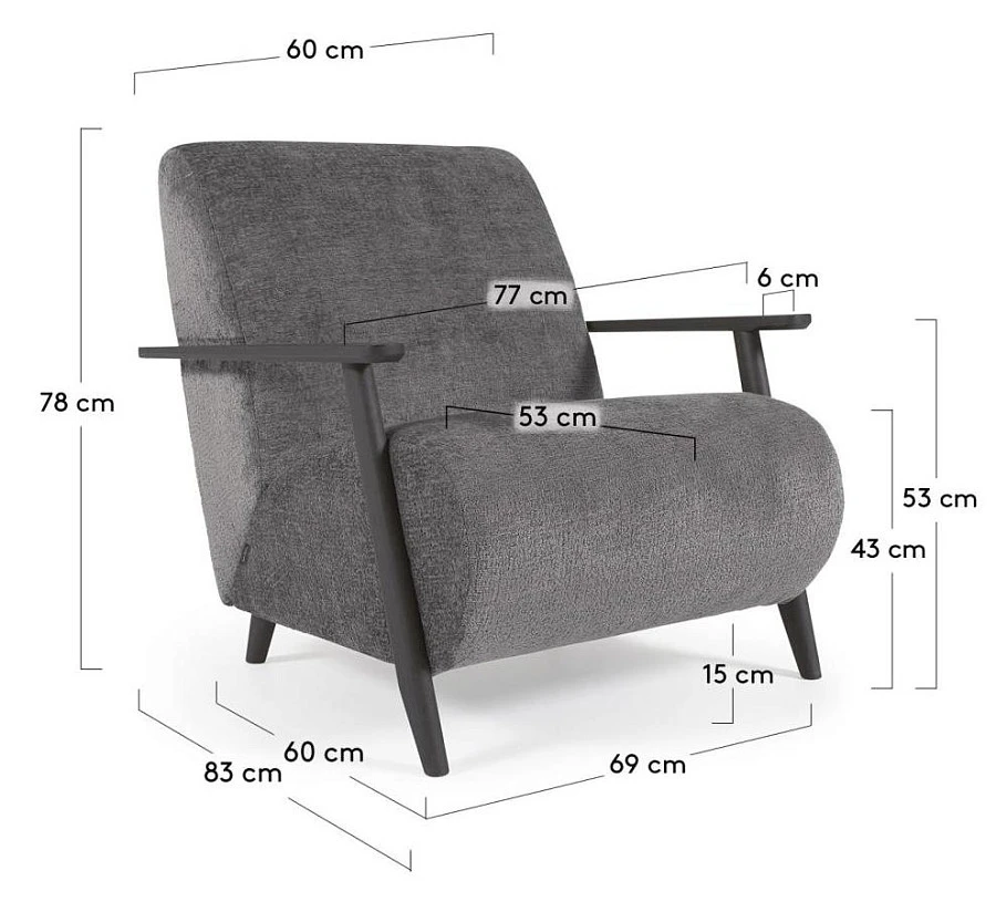 Кресло Marthan из серой синели /венге - фото 8