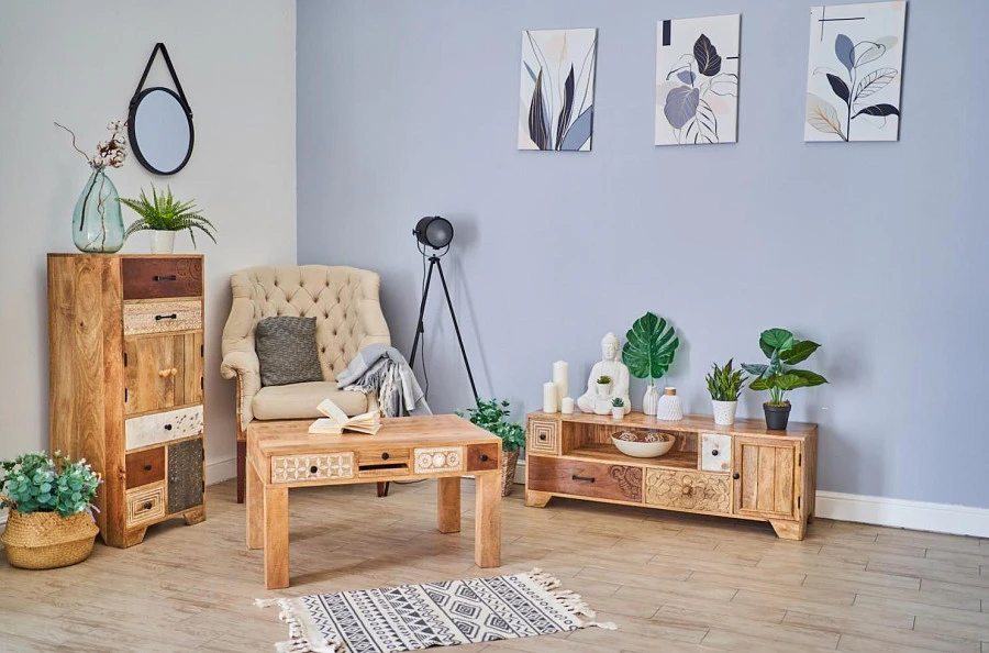 Журнальный стол из массива, ГОБИНД 5 ящиков - фото 9