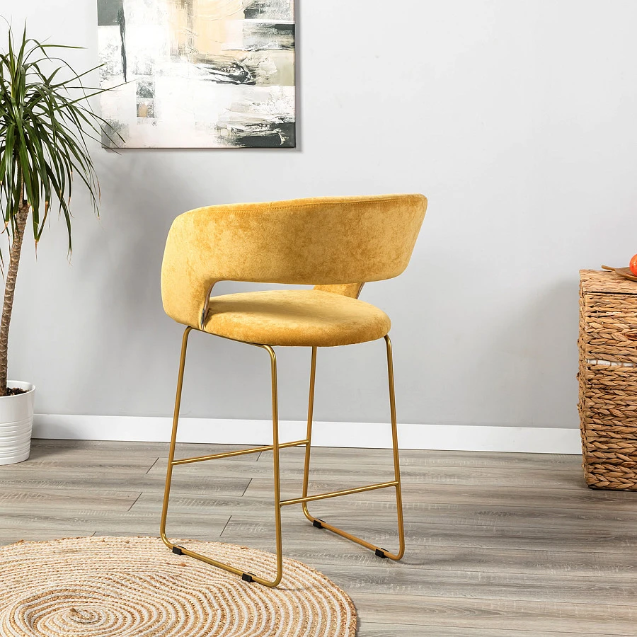 Кресло полубар Hugs желтый/Линк золото - фото 12