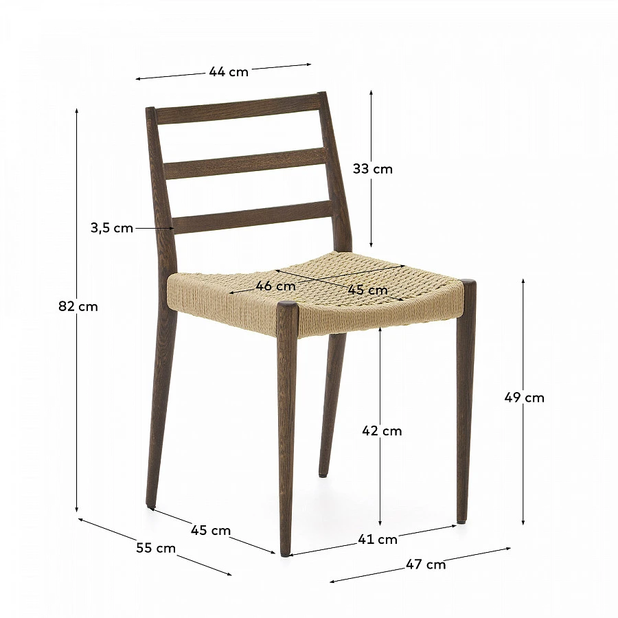 Analy Стул массив дуба под орех/сид.веревка - фото 6