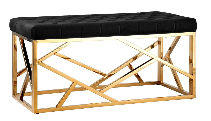 Банкетка-скамейка АРТ ДЕКО черная/золото