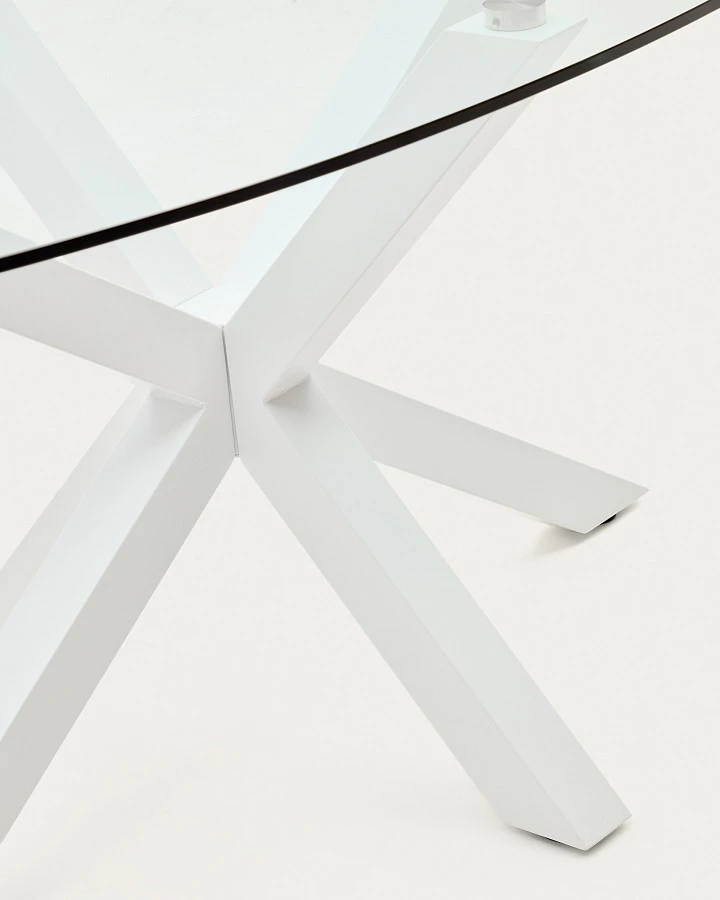 Овальный стол ARYA Argo из стекла, стальных ножек и белой отделкой 200x100 - фото 7