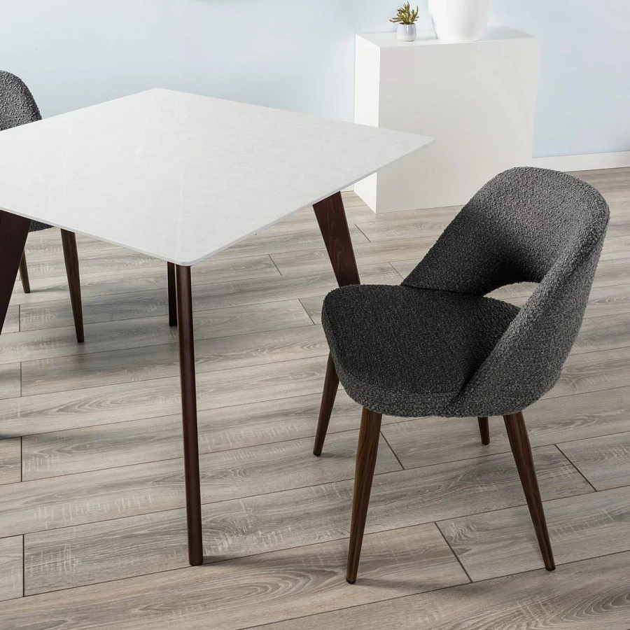 Стол Лунд 960*960 мрамор Бьянко Темный орех - фото 8