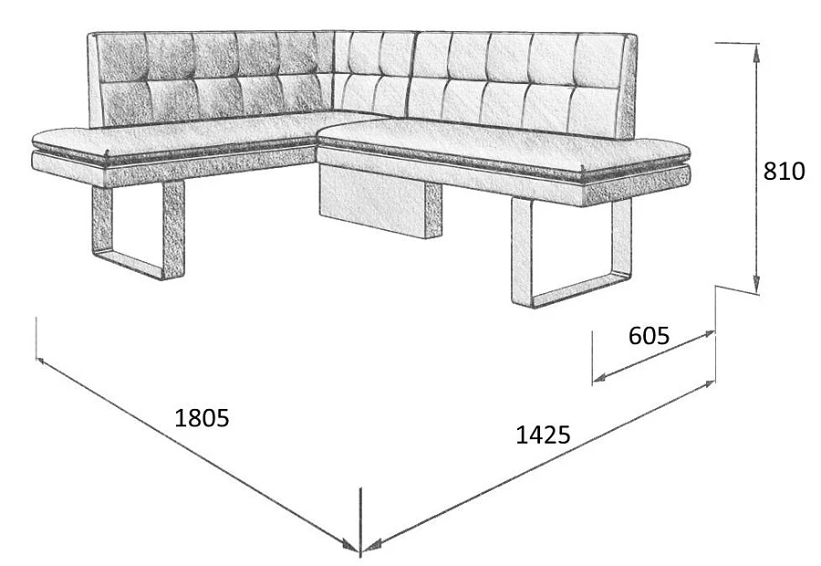 Диван кухон. Magiс 140-178 L grey/silver - фото 3