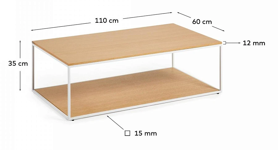 Журнальный стол 110x60см Yoana шпон/металл - фото 2