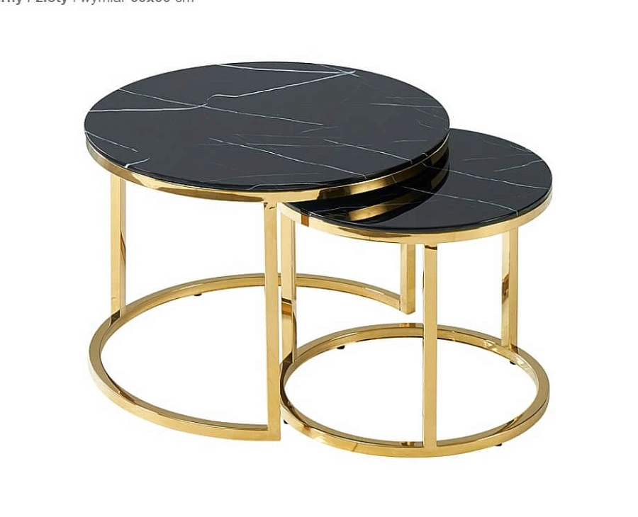 Комплект MUSE II 2 стола черн.мрамор/золотой