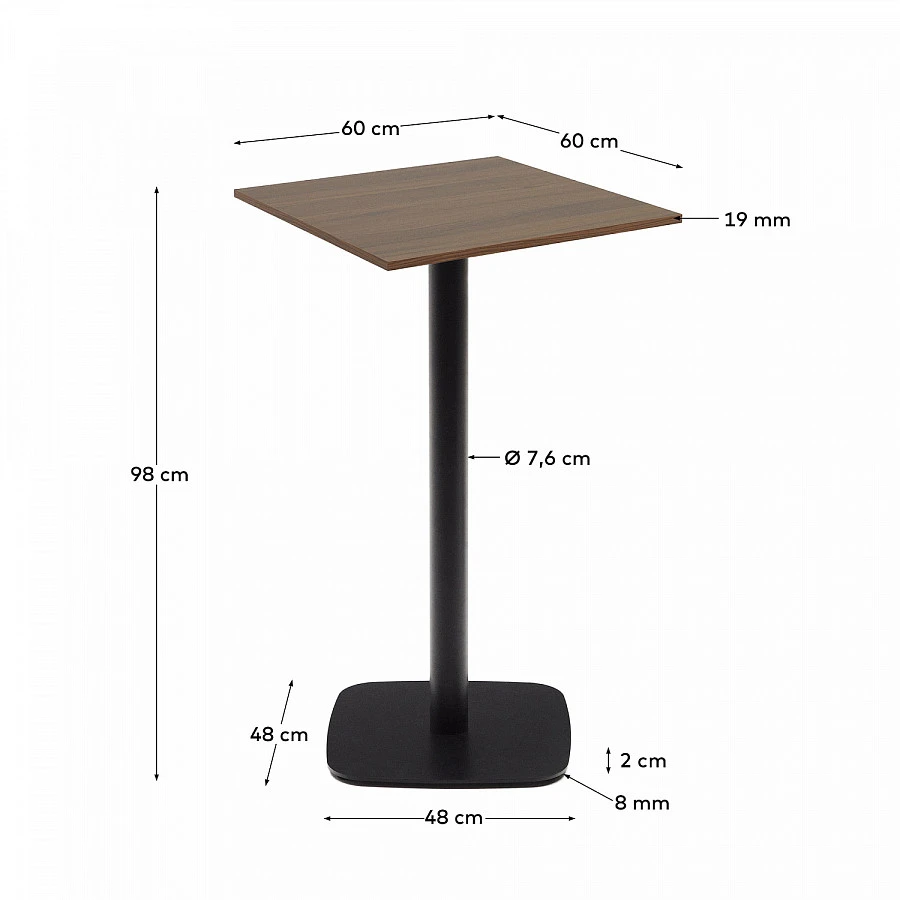 Dina стол /меламин/орех./черн.металл 60x60x96 - фото 3