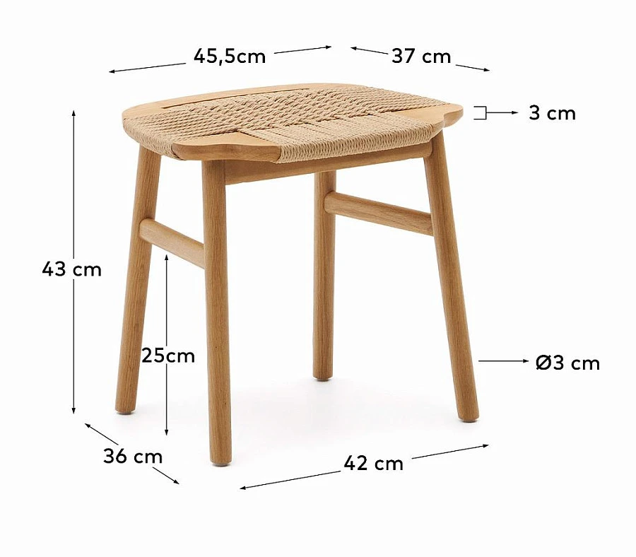Табурет Enit из беж.веревки и массива дуба нат - фото 2