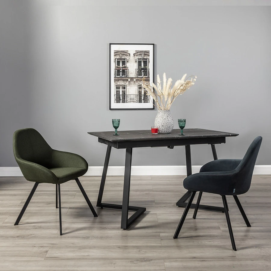 Стол Роналдо раздвиж. 140-180 Темный мрамор/Бабочка - фото 5