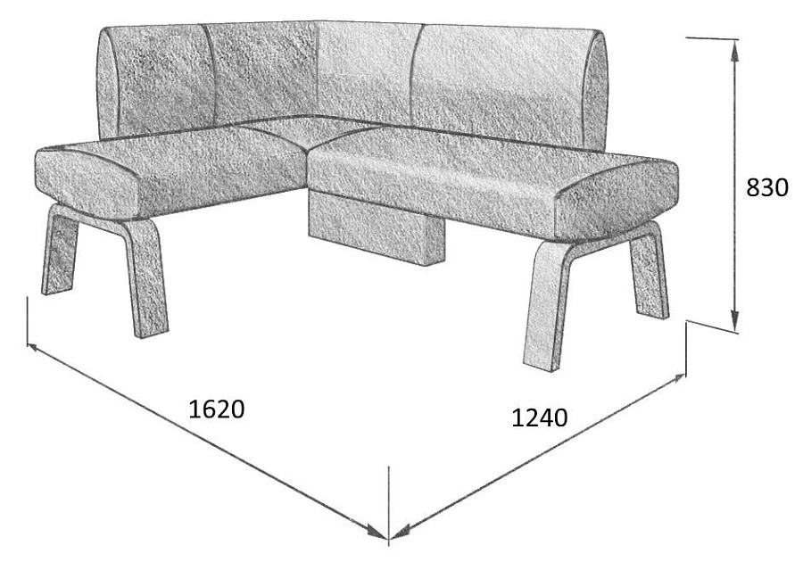 Диван кухон. Pride 120-158 L beige 1240*1620*830 - фото 4