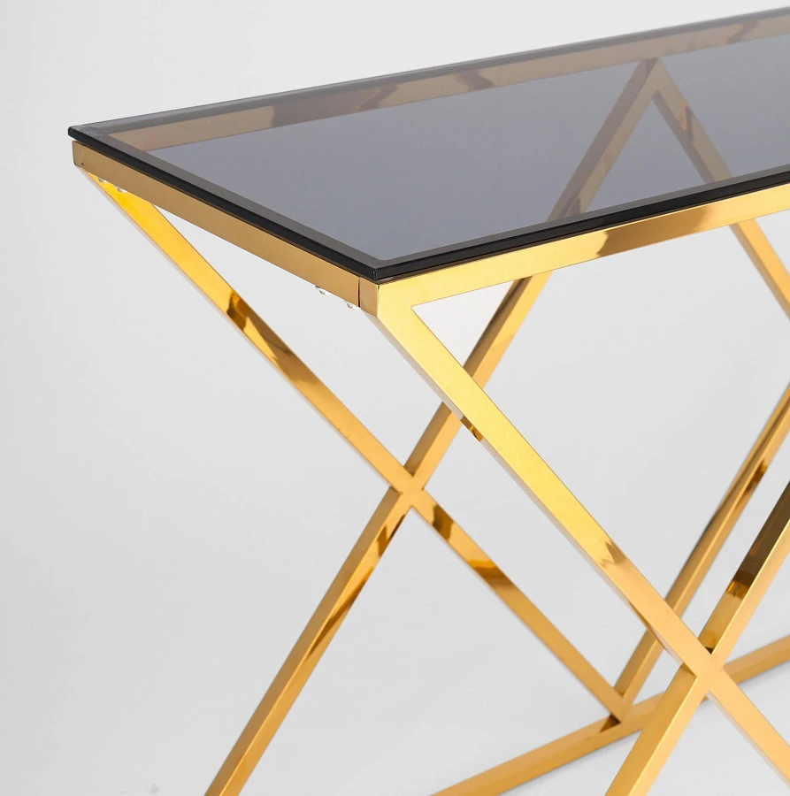 Консоль ИНСИГНИЯ 120*40 золото стекло smoke - фото 5