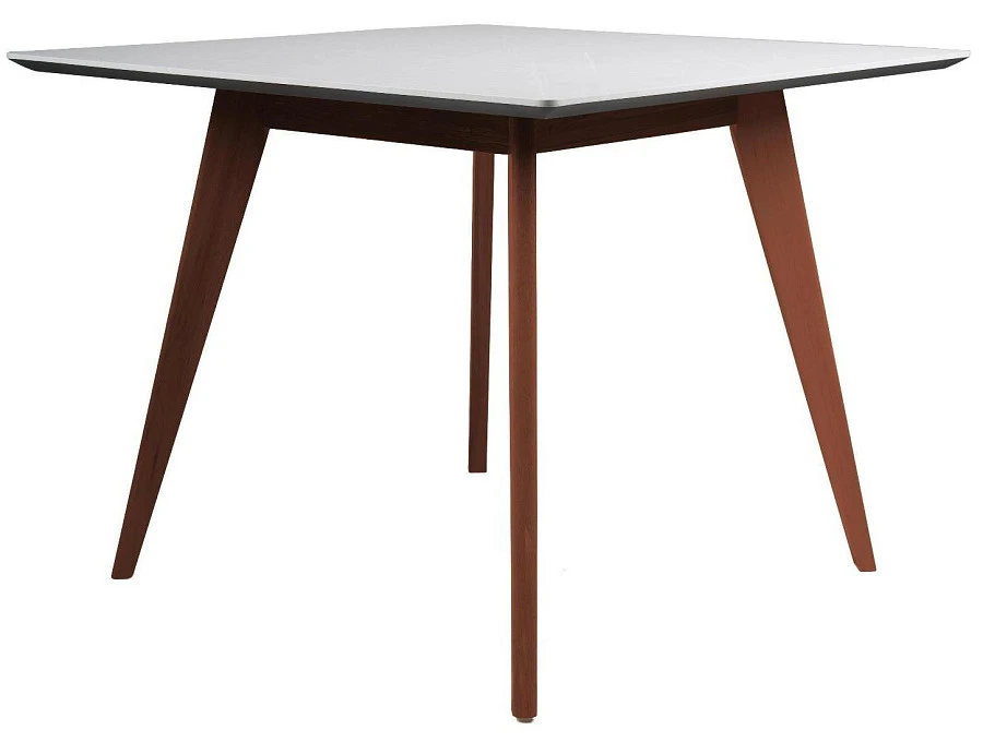 Стол Лунд 960*960 мрамор Бьянко Темный орех - фото 4