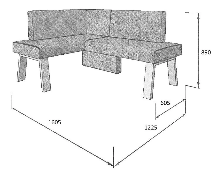 Диван кухон. Alto 120-158 L 32 1225*1605*810 - фото 2