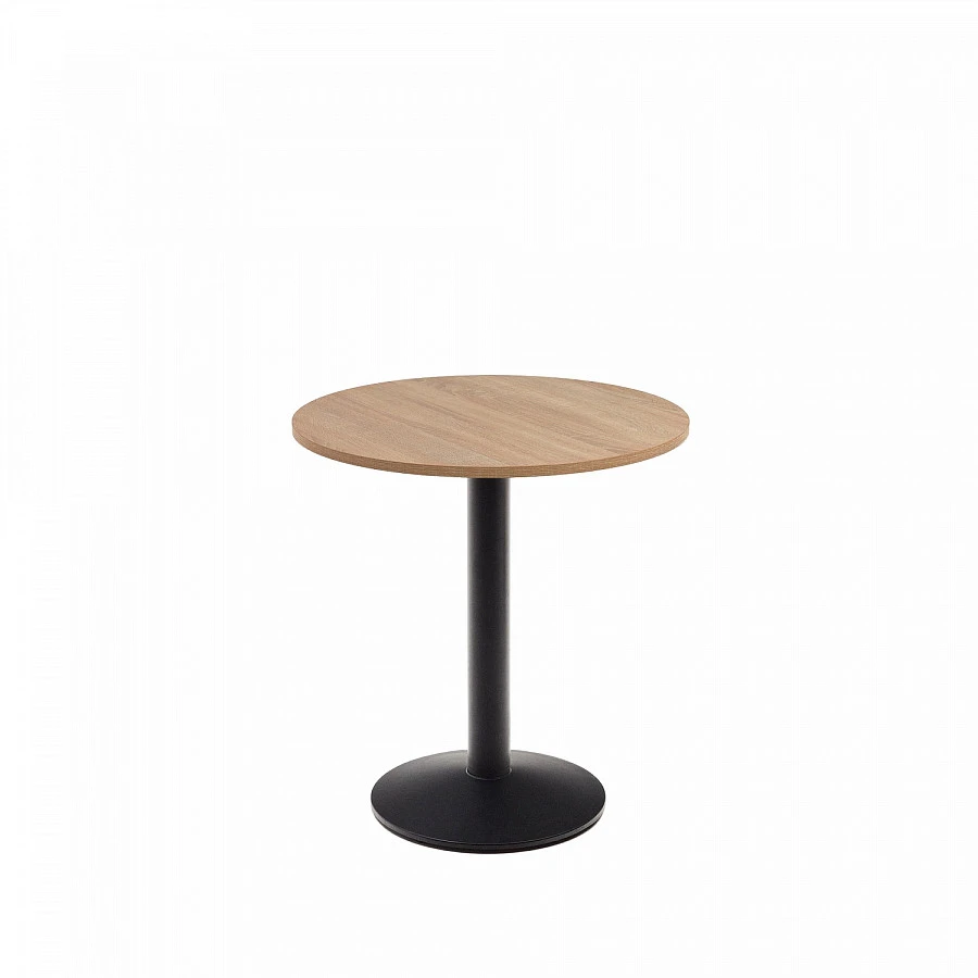 Esilda Стол меламин натур./черн.мет.ножка Ø70