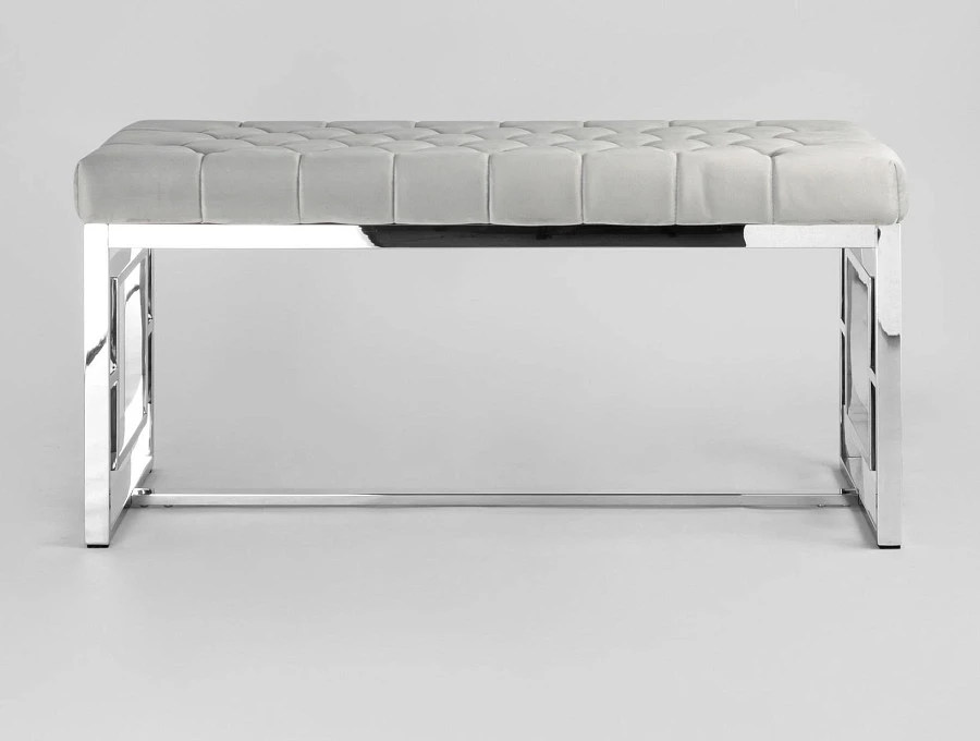 Банкетка-скамейка БРУКЛИН, велюр, серая/серебро - фото 3