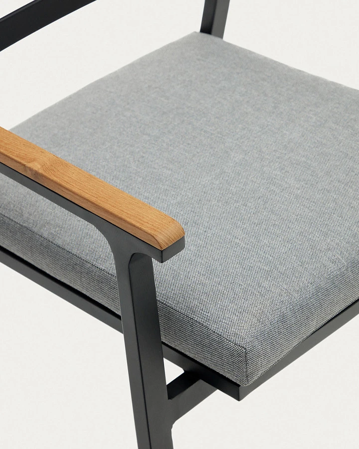 Bona Уличный стул из алюминия в черной отделке и массива тикового дерева - фото 10