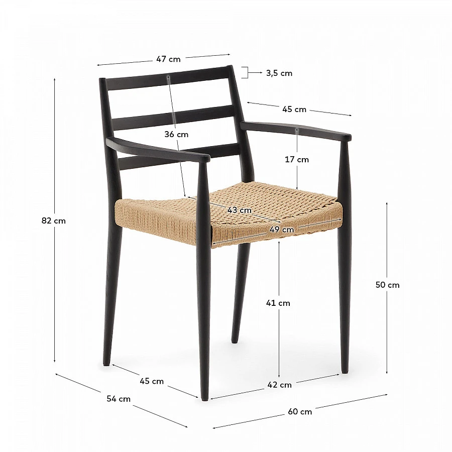 Analy Стул массив дуба с черн.отд./сид.веревка - фото 8