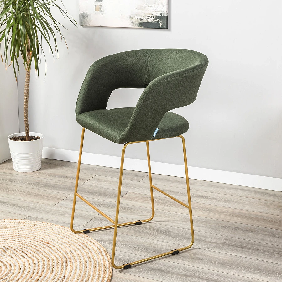 Кресло полубар Hugs тёмно-зеленый/Линк золото - фото 8