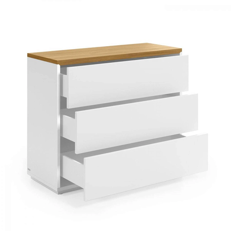 Комод Abilen шпон дуба и белый лак 90x75 - фото 2