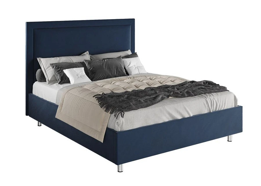 Кровать Юнит 200х200 тёмно-синего цвета