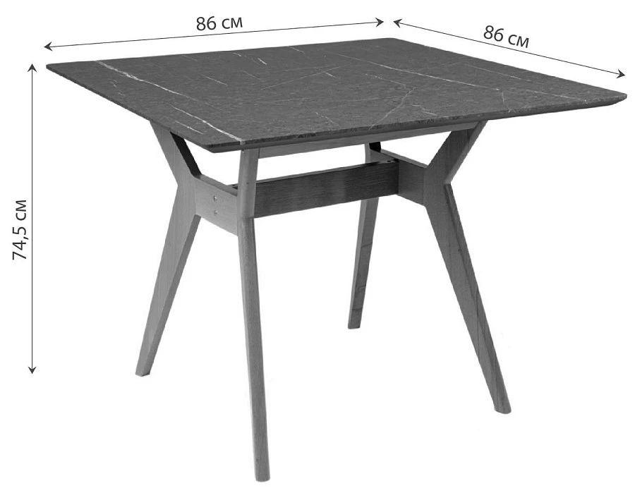 Стол Нарвик 860*860 Мрамор Графит Темный орех - фото 2