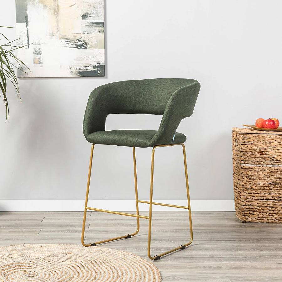 Кресло полубар Hugs тёмно-зеленый/Линк золото - фото 7
