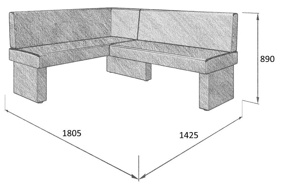 Диван кухон. Ratio 140-178 L grey/silver - фото 3