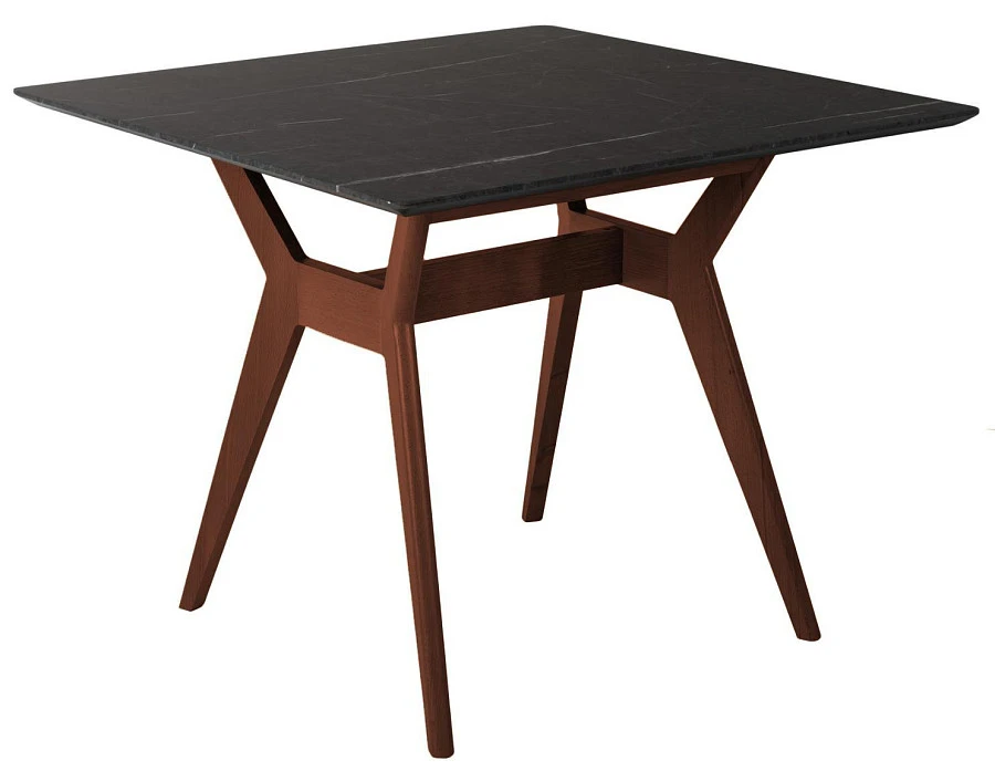 Стол Нарвик 860*860 Мрамор Графит Темный орех