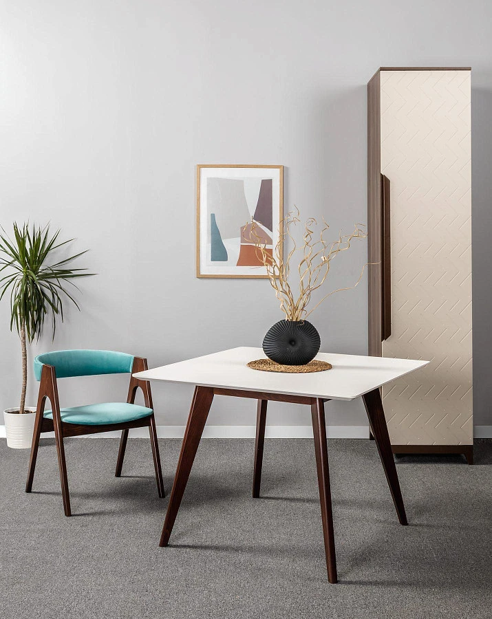 Стол Лунд 860*860 Белый Темный орех - фото 10