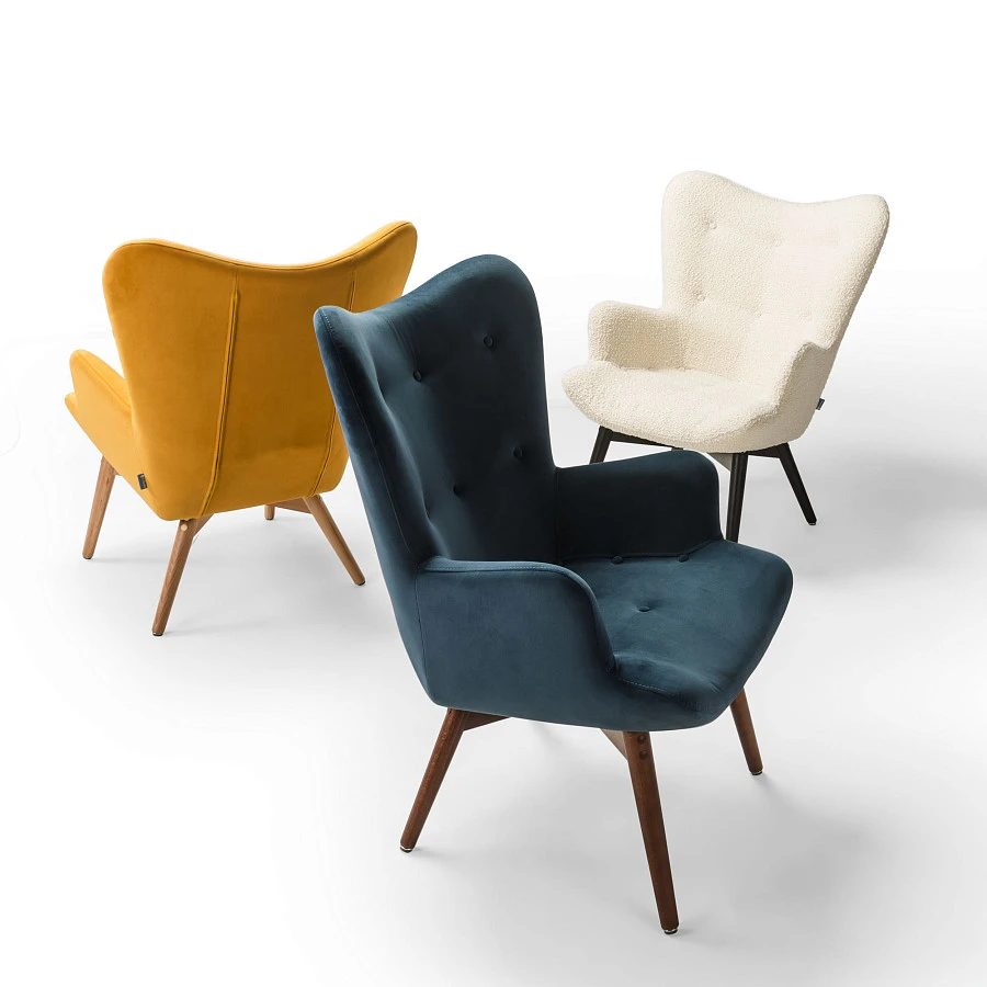 Кресло Хайбэк синий/нат.бук - фото 10