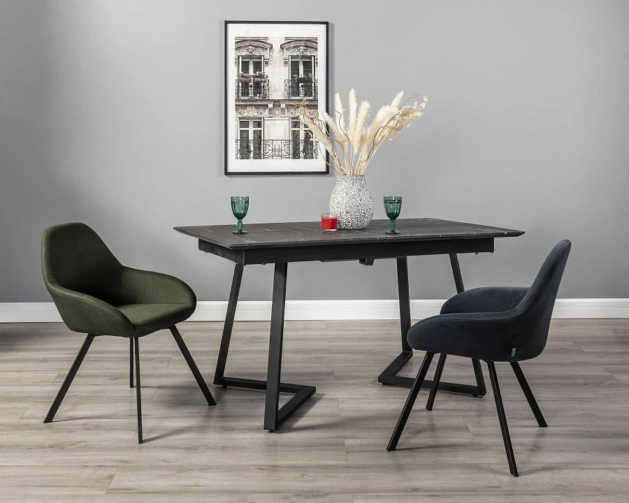 Стол Роналдо раздвиж. 140-180 Темный мрамор/Бабочка - фото 6