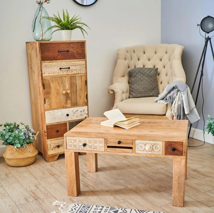 Журнальный стол из массива, ГОБИНД 5 ящиков - фото 8