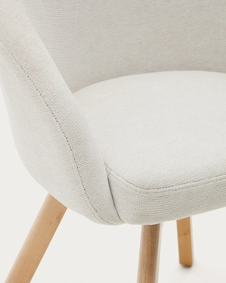 Поворотный стул Marvin бежевый из синели и ясеня - фото 6