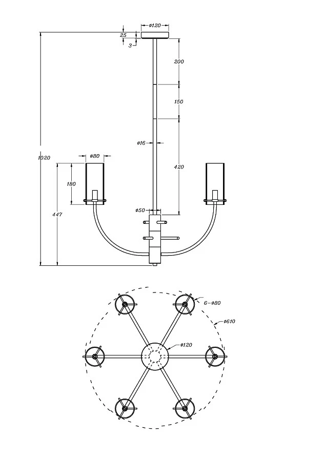 Подвесной светильник Maytoni MOD223PL-06BS - фото 6