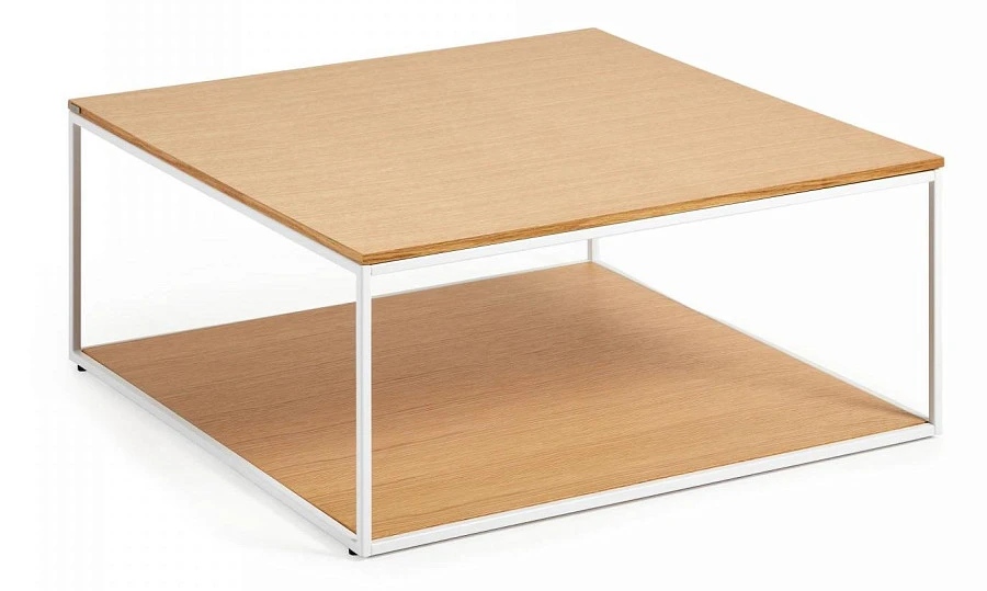 Журнальный стол Yoana шпон/белый металл 80x80см